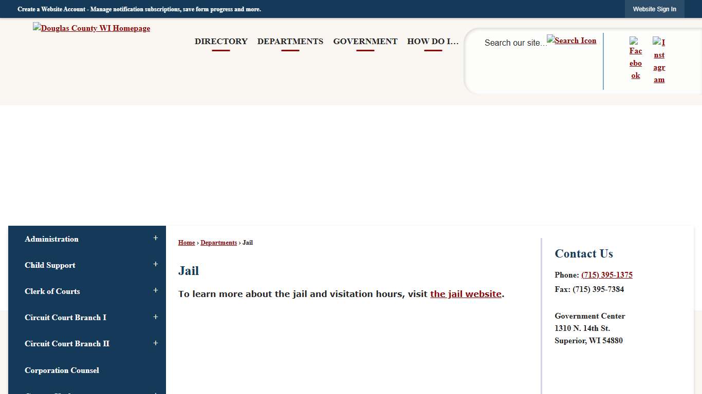 Jail | Douglas County, WI - Official Website